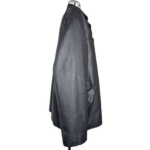 PELLE CUIR Black Smooth Leather COAT Lining Men's size XL Gift - Picture 6 of 10